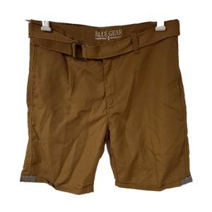 Blue Gear Mens 32 Brown Cargo Chino Shorts 9" Inseam Tech Pocket Belted